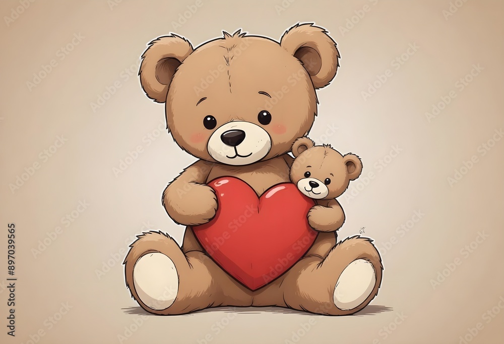 Fototapeta premium Pluszowy miś z małym misiem i serduszkiem