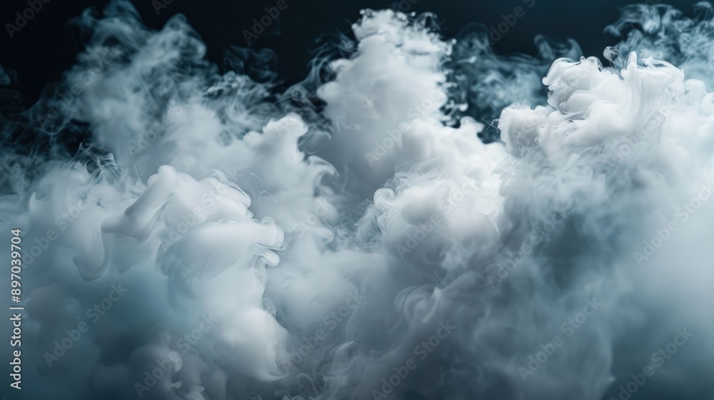 Fototapeta premium A captivating view of fluffy clouds against a dark sky, creating a sense of depth and tranquility in the atmosphere.
