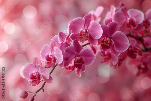 Pink Orchid Flowers in Bloom with Bokeh Background - Nature Photography for Posters and Prints