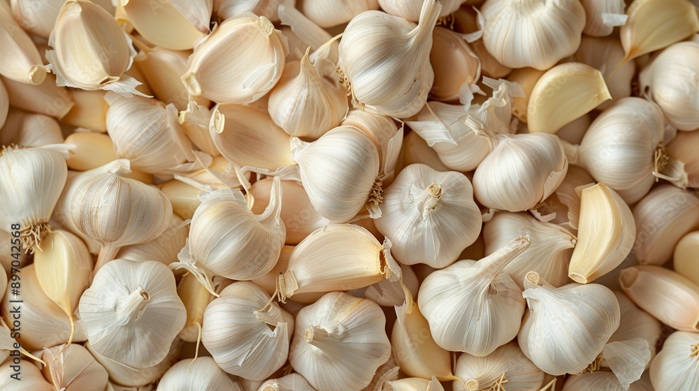 fresh garlic with a view above fresh garlic with a view above