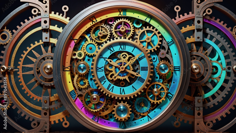 Obraz premium Brightly colored abstract clock face