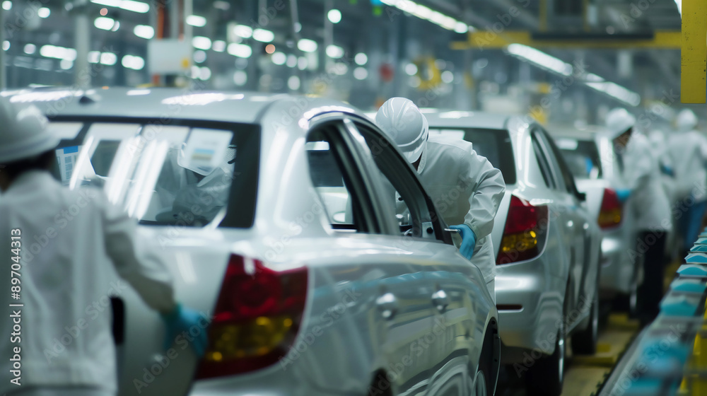 Obraz premium 自動車の生産ラインの風景。