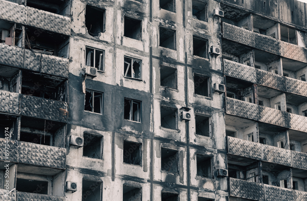 destroyed building in a city lost in the war in Ukraine destroyed building in a city lost in the war in Ukraine