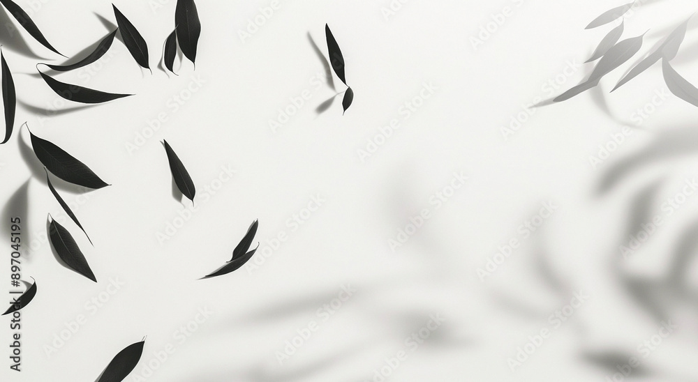 Minimalist black leaves on white Minimalist black leaves on white