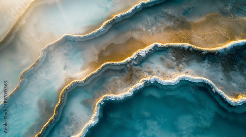 Fototapeta Naklejka Na Ścianę i Meble -  Tack-sharp abstract aerial view, natural landscapes as art, pattern emphasis. Generative AI illustration 