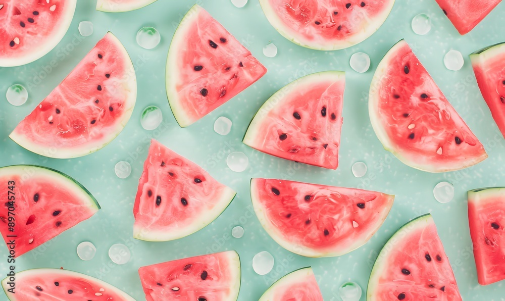 Fresh Watermelon Slices Pattern, Generative AI Fresh Watermelon Slices Pattern, Generative AI