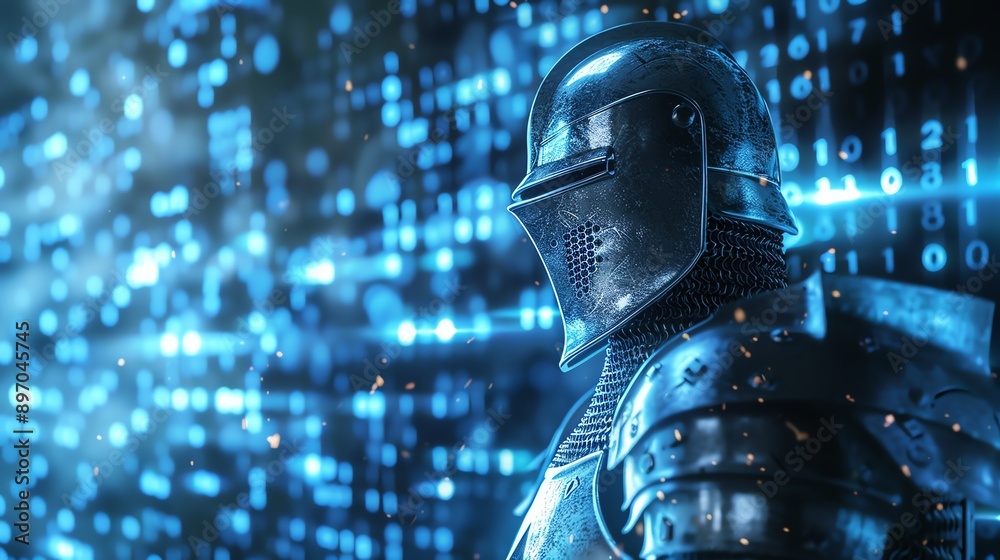 © Sukifli Dakheng - A knight in digital armor standing guard over a realm of data
