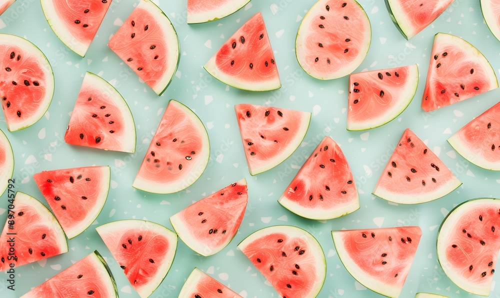 Fresh Watermelon Slices Pattern, Generative AI Fresh Watermelon Slices Pattern, Generative AI