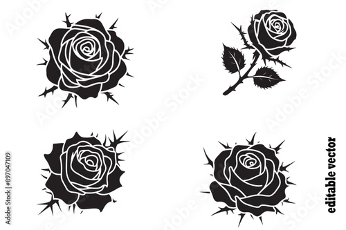 Fotografie illustration of a wilting rose silhouette