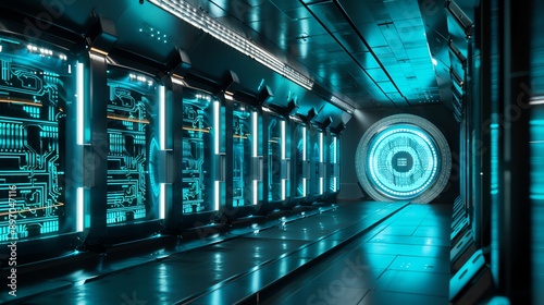 A sleek digital vault, impenetrable by cyber threats, ensuring data security photo