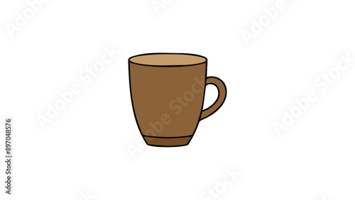 simple brown cup illustration in vector on white background