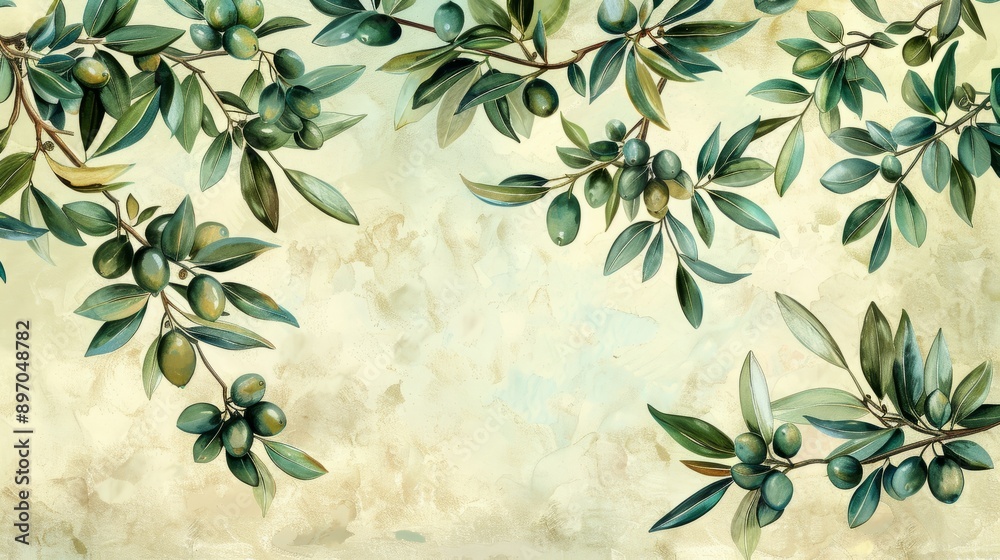 Olive Tree Branches With Green Olives Olive Tree Branches With Green Olives