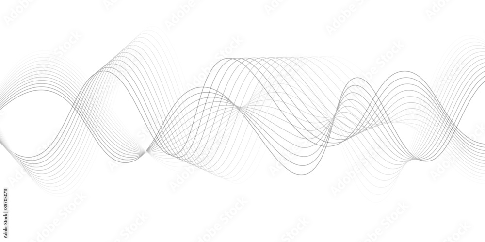 White wave curve lines banner background design. Abstract soft wave lines dynamic flowing gray light isolated background. Vector Illustration of the gray pattern of lines. Black stripes on white .
