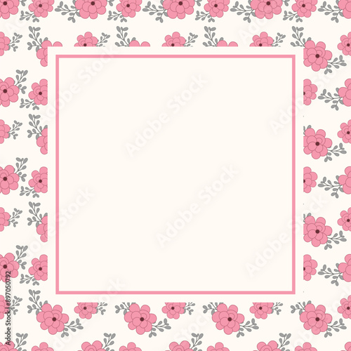 Wallpaper Mural Cute kawaii notepad frame with seamless pink floral background pattern Torontodigital.ca