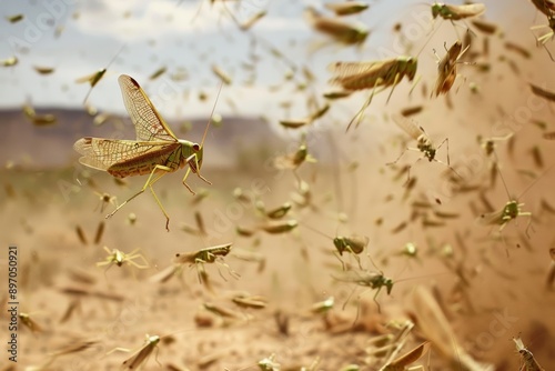 Wallpaper Mural Locust swarm on agricultural farmland eating up crops closeup Torontodigital.ca