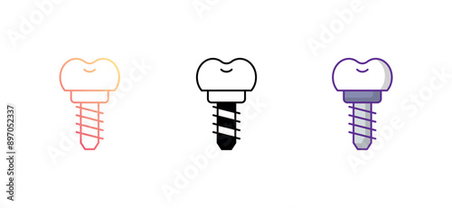 dental implant icon design with white background stock illustration