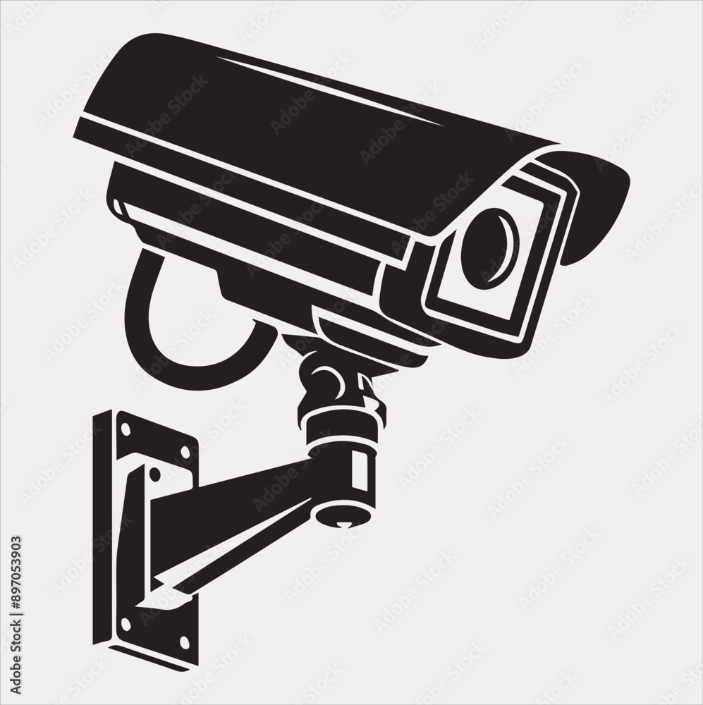 CCTV vector silhouette on white background CCTV vector silhouette on white background