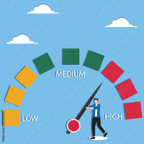 Financial Crisis Management Process, Finding a solution to the problem of inflation, Inflation estimator concept, inflation management, business people push the inflation measuring needle to lower it