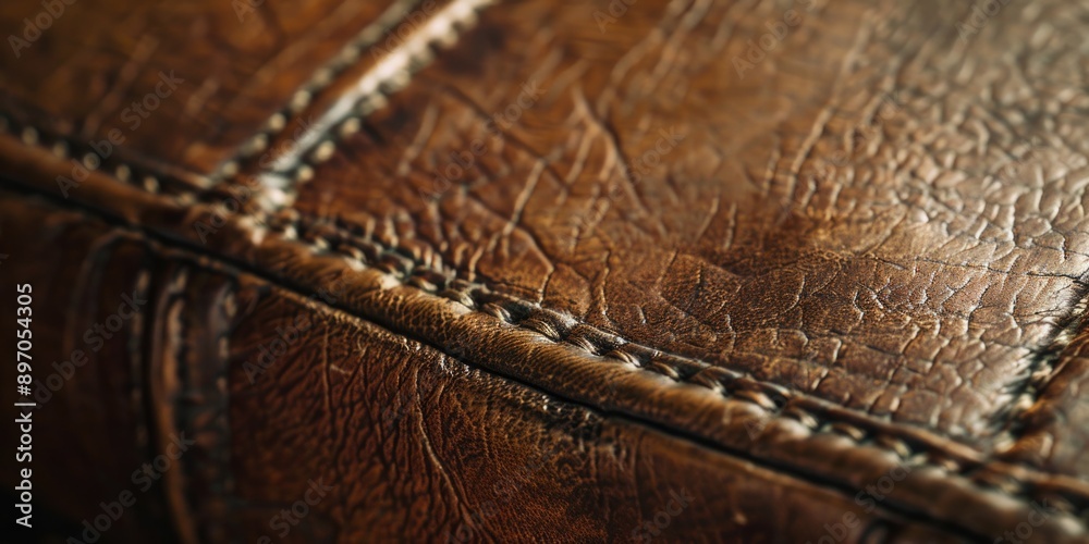 A close-up shot of a brown leather bag with intricate details A close-up shot of a brown leather bag with intricate details