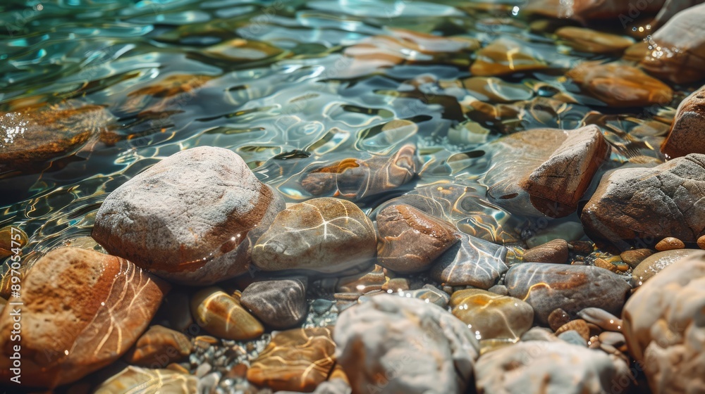 Clear Water Over Smooth River Rocks Clear Water Over Smooth River Rocks