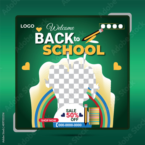 Template for a social media post banner on return to school