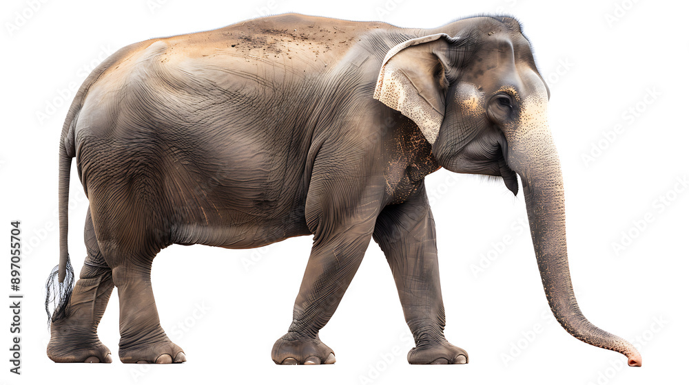 A Thai elephant on a white background. Generative AI illustration