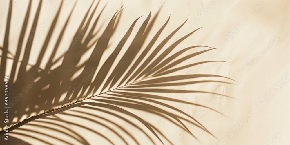 Fototapeta premium A faint image of a palm leaf on a wall
