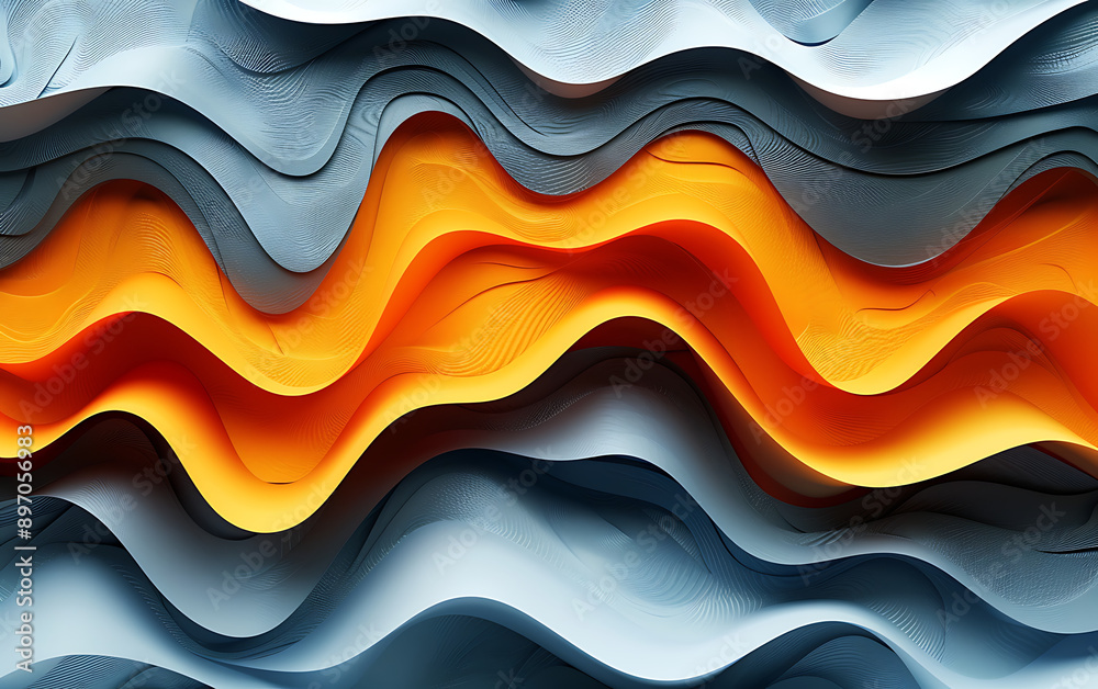 Abstract Blue and Orange Wavy Background: Wallpaper & Poster Decor Abstract Blue and Orange Wavy Background: Wallpaper & Poster Decor