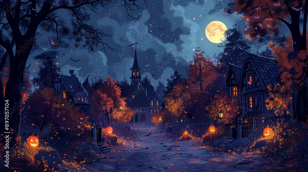 A scary haunted house with glowing dark effects and other scary features. A scary haunted house with glowing dark effects and other scary features.