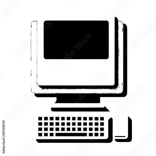 illustration of monitor with keyboard
