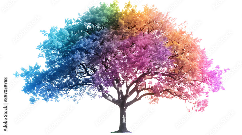 Obraz premium rainbow tree isolated on transparent background. detailed photo