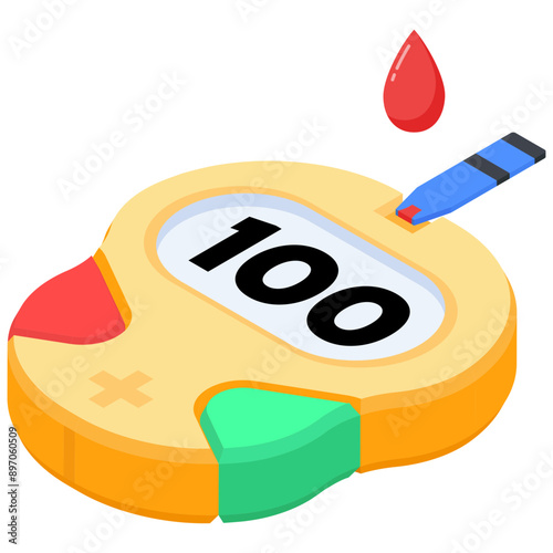 Isometric Blood Glucose Meter Icon