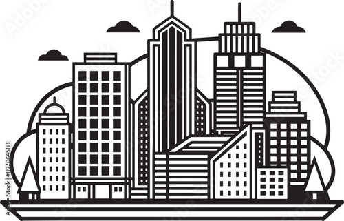 city skyline silhouette. Hand drawn vector illustration	