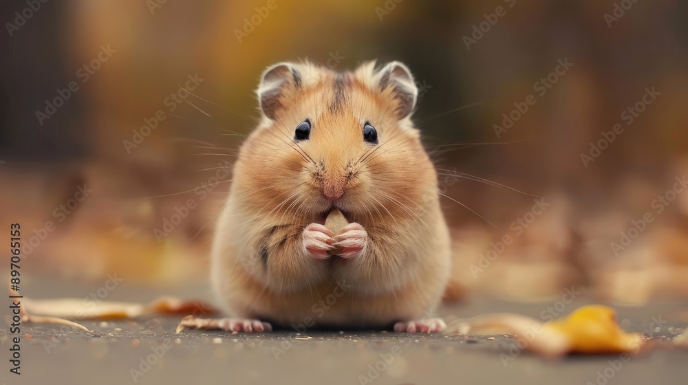 Adorable hamster nibbling on a sunflower seed Adorable hamster nibbling on a sunflower seed