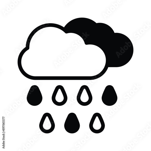 Trendy style icon of raining, cloud raining vector design