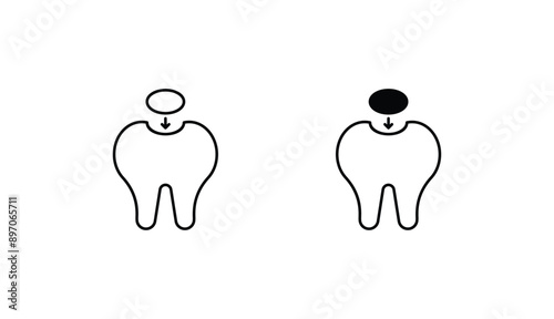 dental restoration icon design with white background stock illustration