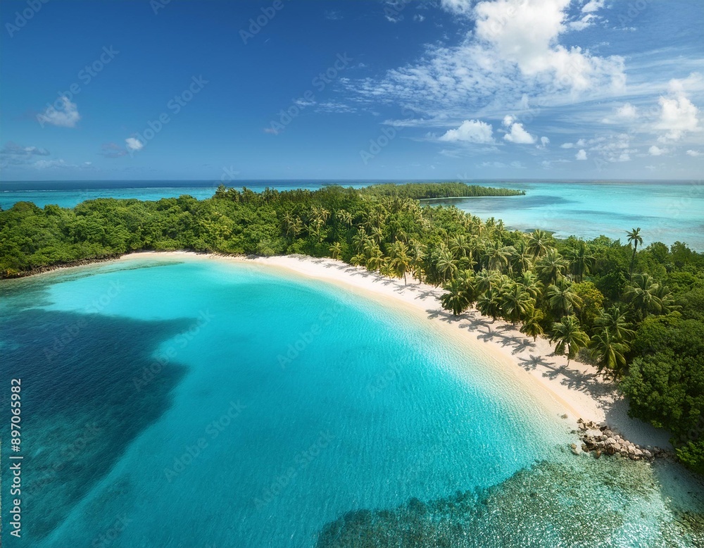 breathtaking summer banner showing a bird's eye view of a clear lagoon with a beautiful clean beach and green vegetation breathtaking summer banner showing a bird's eye view of a clear lagoon with a beautiful clean beach and green vegetation