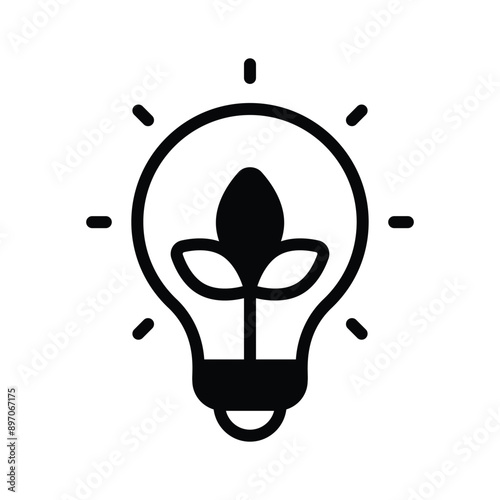 Leaves inside light bulb denoting eco light concept icon design