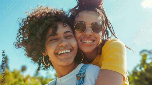 The joyful female friends photo