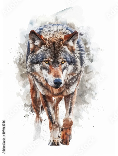 Wallpaper Mural A watercolor painting of a wolf on a white background, great for use in designs about nature, wildlife or fantasy Torontodigital.ca