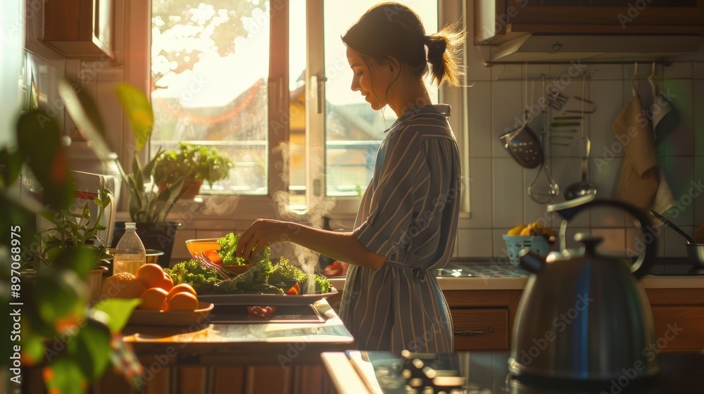 The Woman Prepares Salad The Woman Prepares Salad