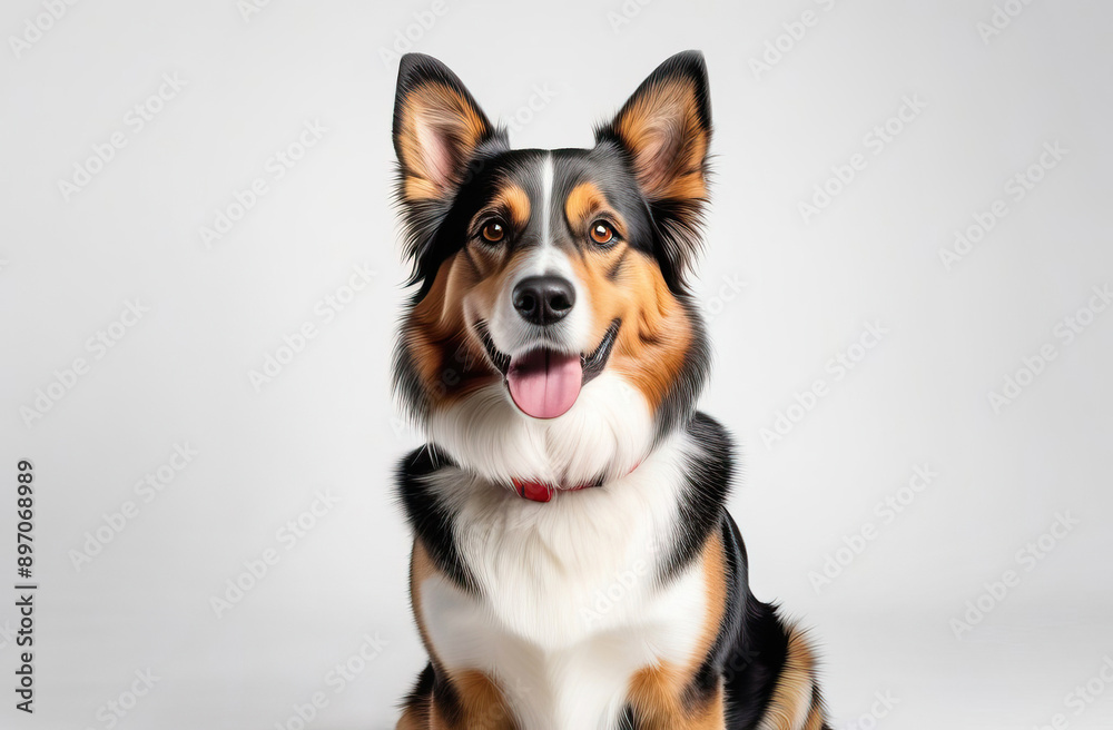 Dog Against Gray Backdrop: Direct Gaze into Lens Dog Against Gray Backdrop: Direct Gaze into Lens