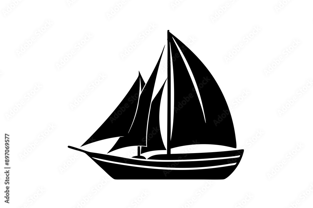 A sail boat vector art illustration, white background A sail boat vector art illustration, white background