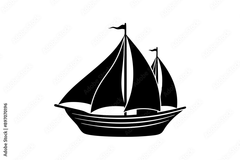 A sail boat vector art illustration, white background A sail boat vector art illustration, white background