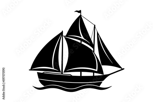 A sail boat vector art illustration, white background