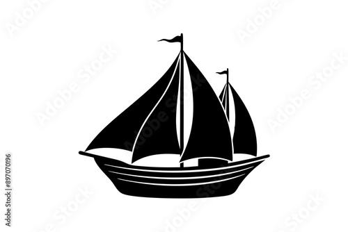 A sail boat vector art illustration, white background