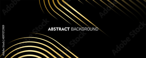 Black abstrack background. geometric line pattern. modern shiny gold gradient lines. luxury gold background. futuristic technology. dark, gold, wallpeper, pamphlet, illustration, business, metal, photo