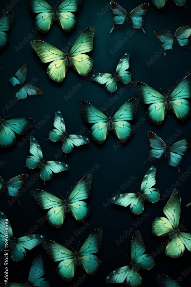 Naklejka premium blue morpho, morpho butterfly on dark background