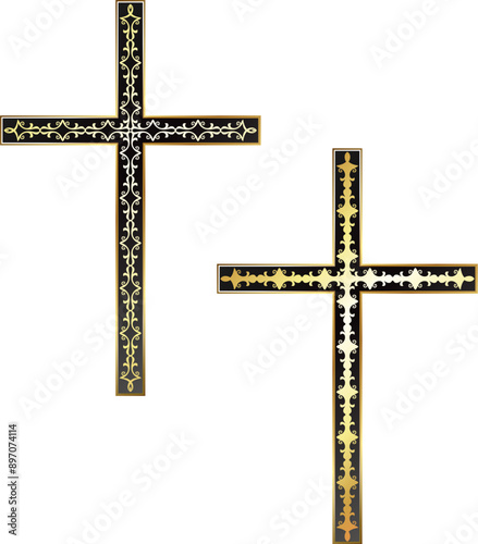 Christian cross crucifix with pattern ornament design