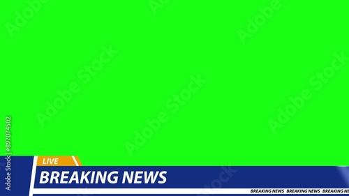 Breaking news tv banner, banner layout design template for main broadcast news headlines, video and media channels, set of banners in blue and white, breaking news tv banner on green screen background